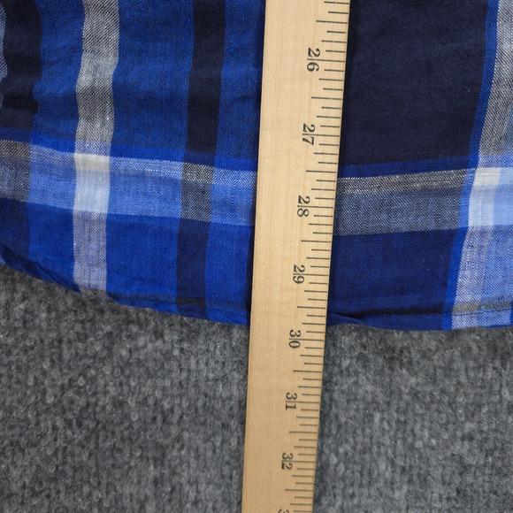 Ralph Lauren‎ Shirt Mens Extra Large Blue Plaid 100% Linen Pony Logo Dress Prep - Picture 10 of 12